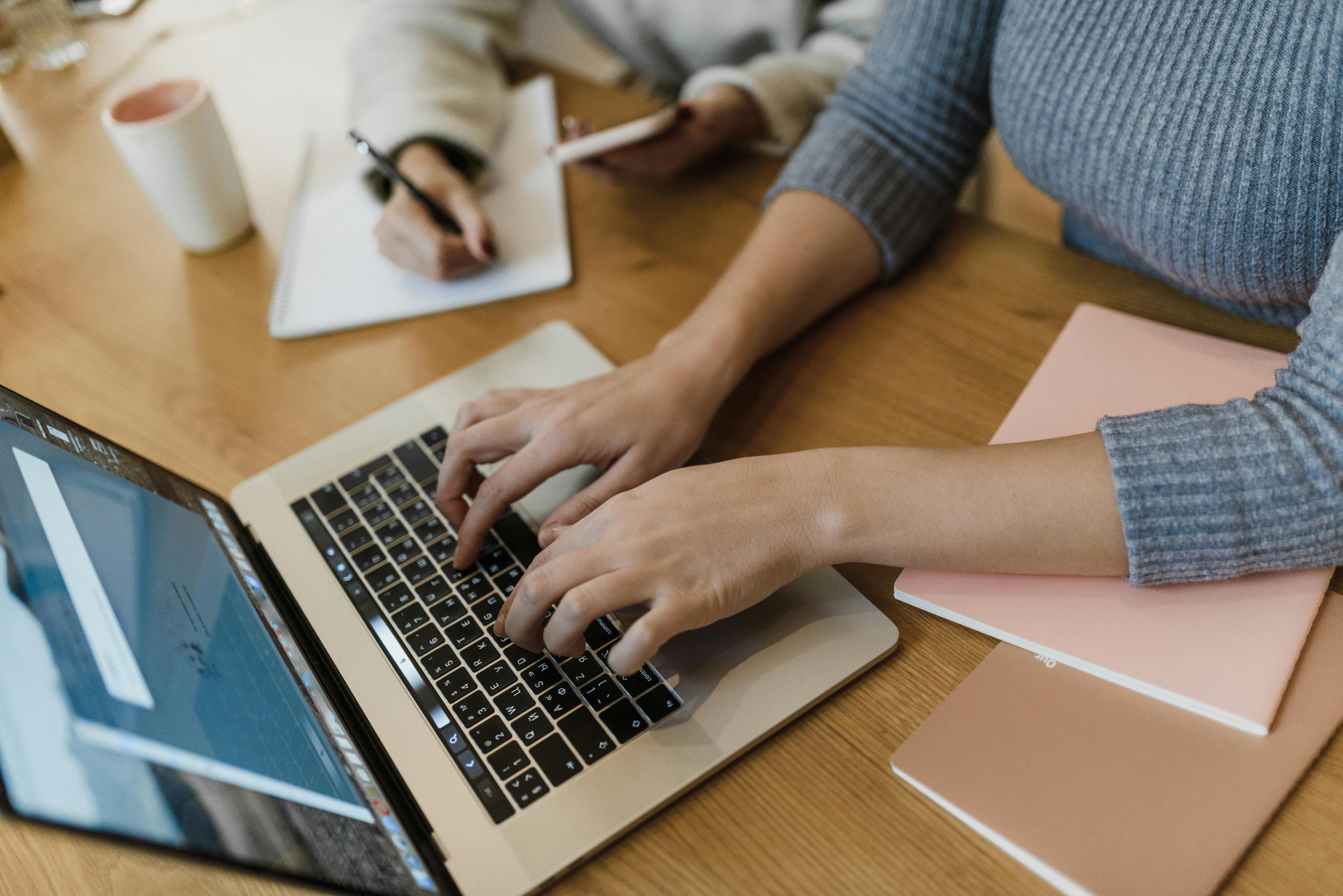 Remote worker typing